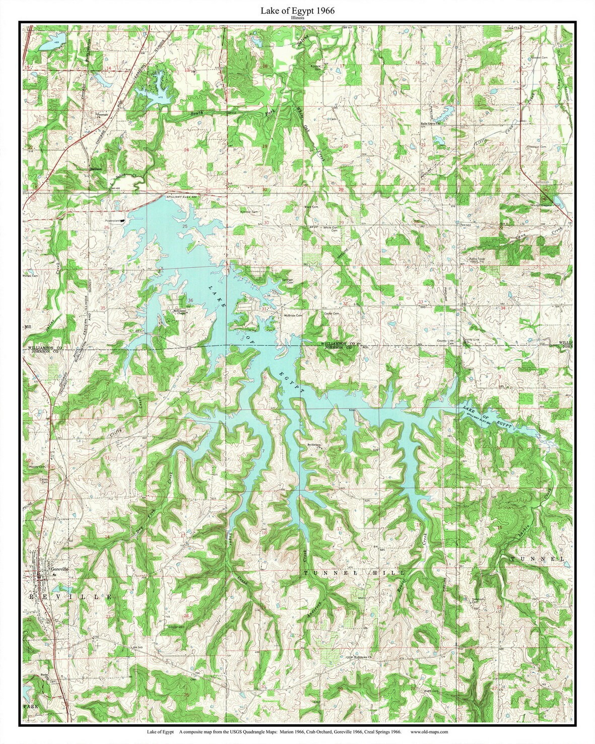 Lake Of Egypt Map Lake Of Egypt 1966 Usgs Old Topographic Map Custom Composite | Etsy Ireland