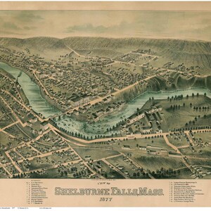 Shelburne Falls, Massachusetts- 1877 Birds Eye View -  D. Bremner & Co.