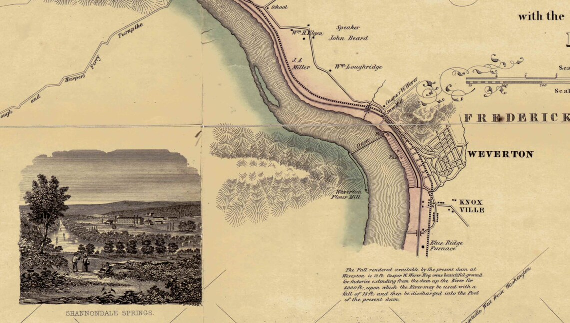 Jefferson County Map 1852 West Virginia Old Wall Map With Etsy