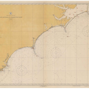 Cape Hatteras to Charleston Light - 1925 Outer Banks - Nautical Map Reprint General Chart 1110