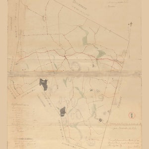 Lunenburg 1831 Town Plan - Old Roads Map Reprint RESTORED Massachusetts Archives - MA
