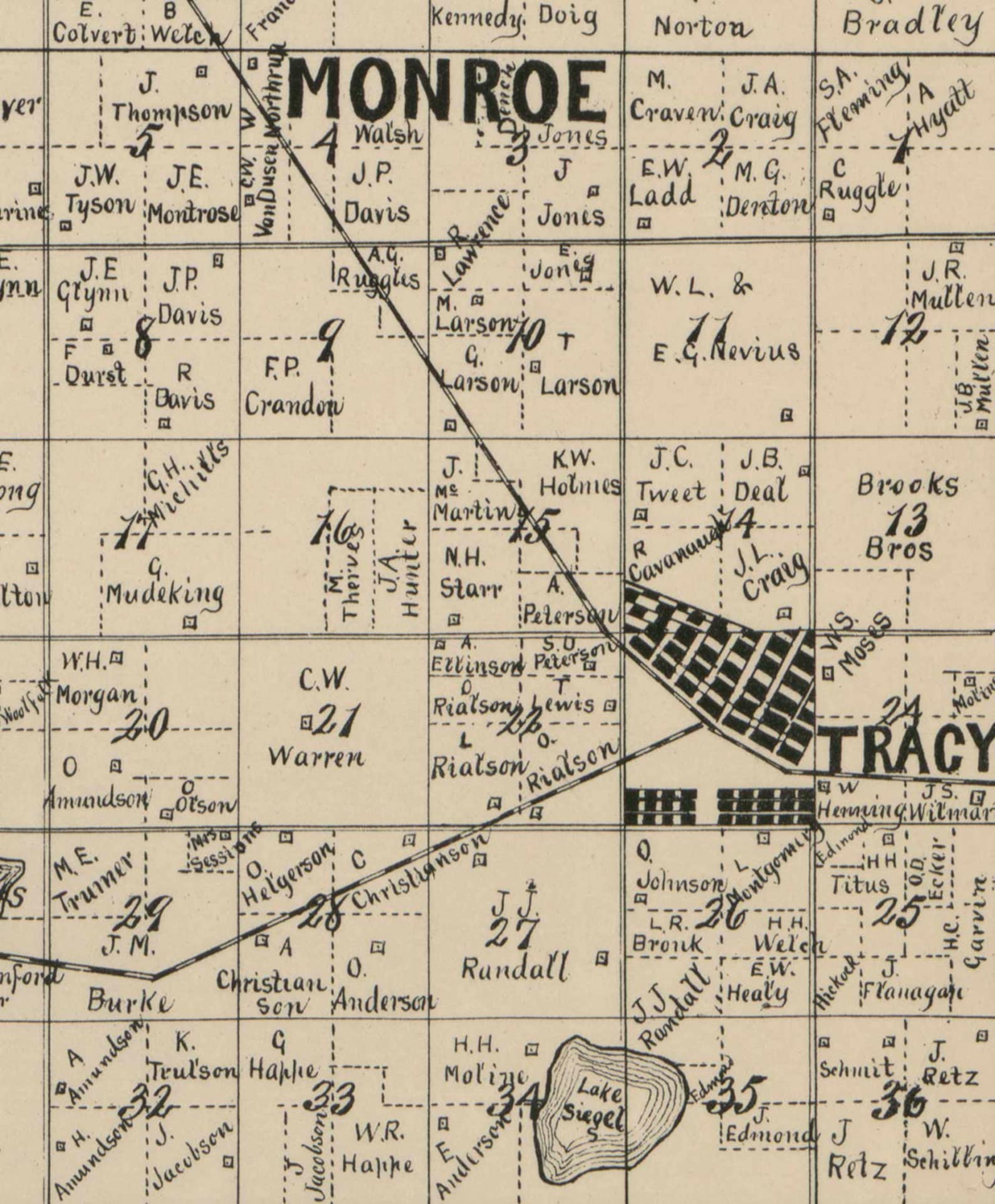 Lyon County Minnesota 1884 Old Wall Map Reprint with Etsy