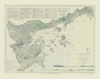 Salem Harbor, Massachusetts - 1869 Nautical Map - Reprint Harbors 335