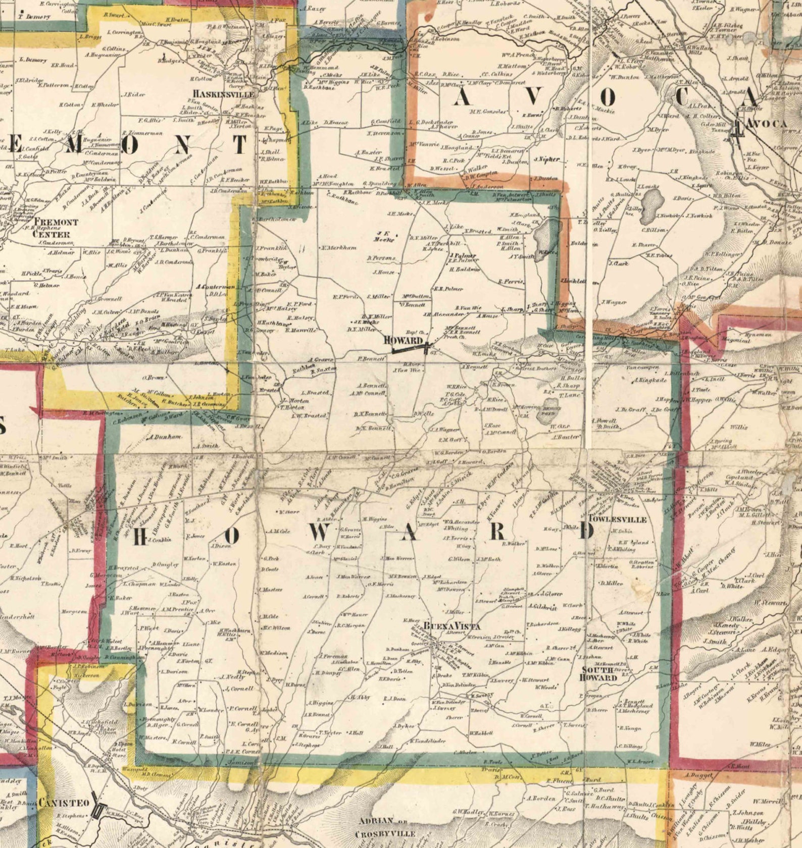 Steuben County New York 1857 Old Wall Map Reprint with Etsy