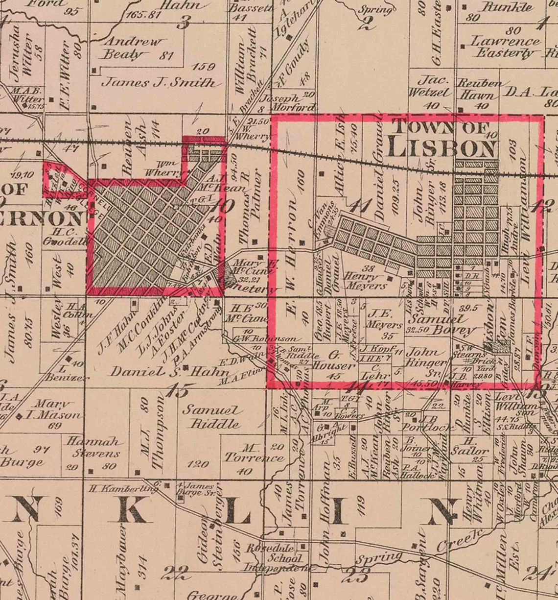 Linn County Iowa 1881 Old Wall Map With Landowner Names Farm Etsy
