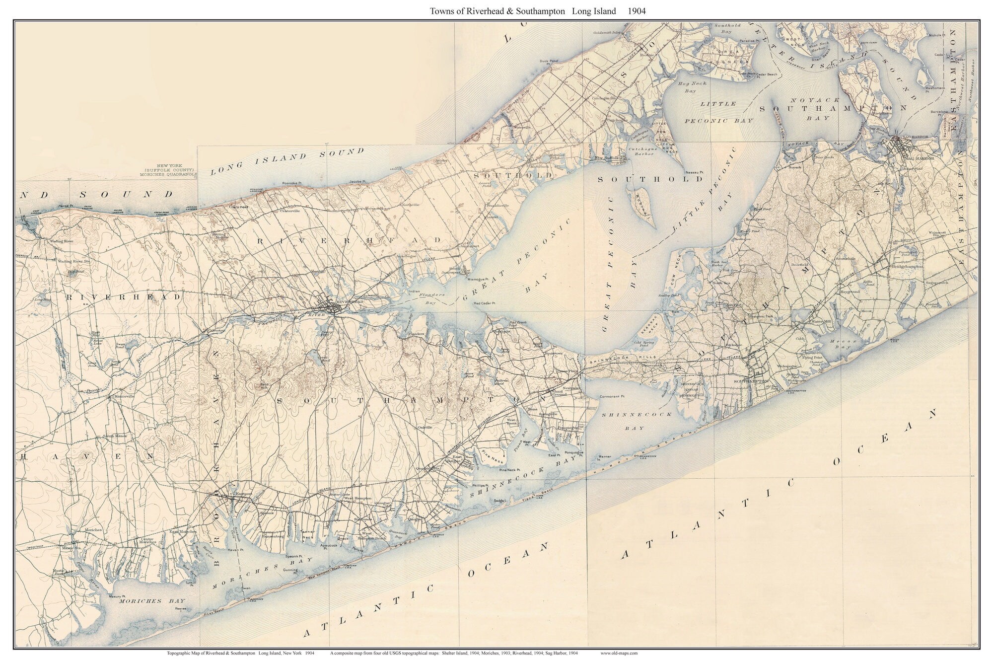 Riverhead & Southampton Long Island New York 1904 USGS Old Etsy