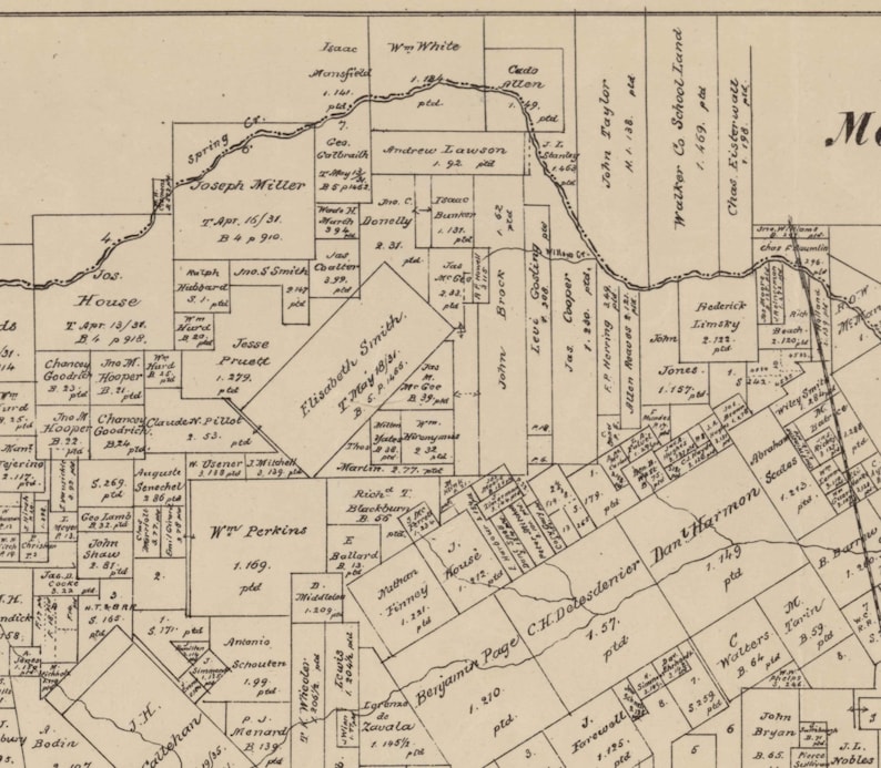 Harris County Texas 1879 Old Wall Map Reprint With Land Etsy