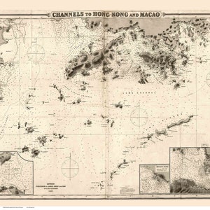 Hong Kong Macao 1885 Sea Channels Chart - China Old Map Reprint - Etsy