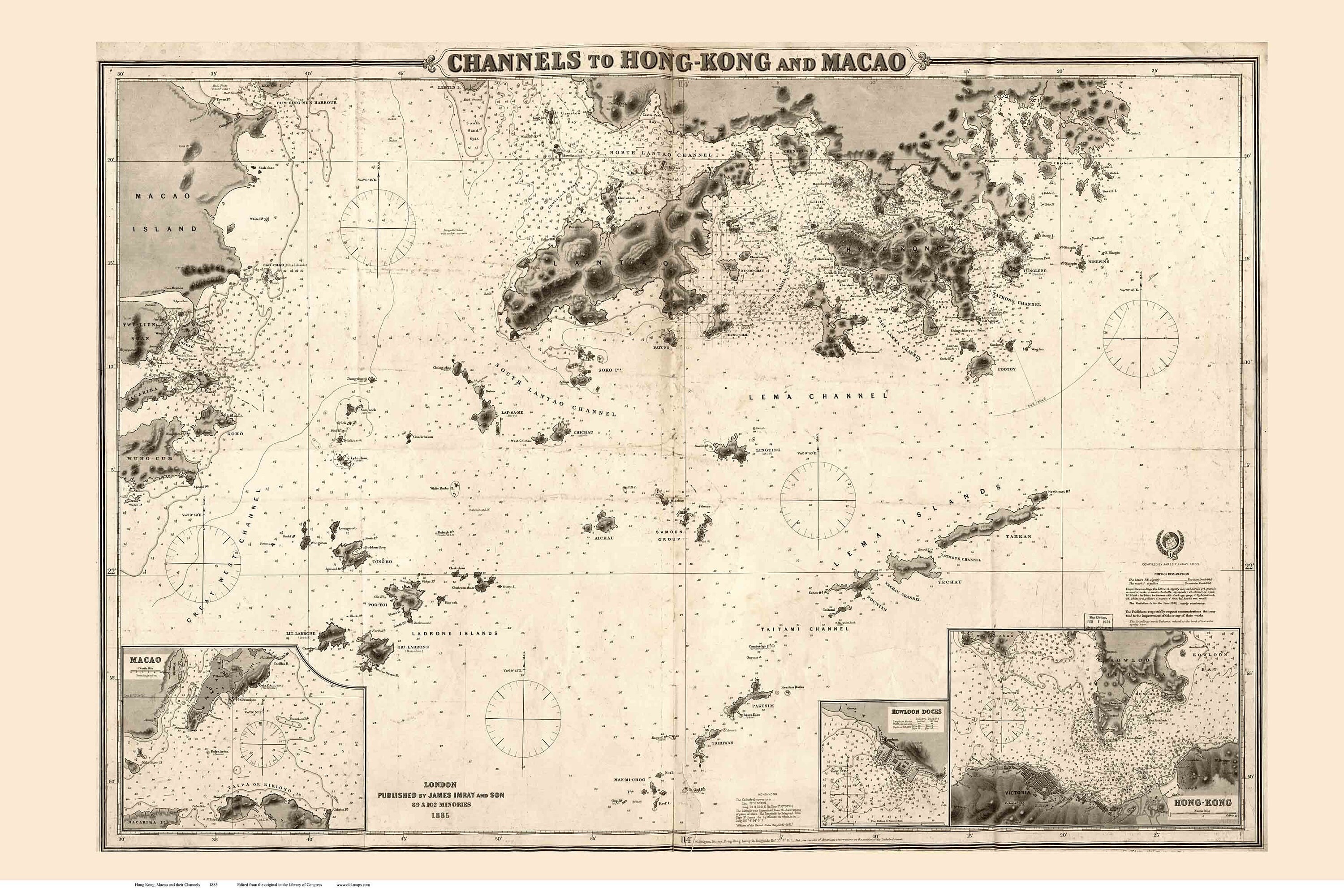 Hong Kong Macao 1885 Sea Channels Chart - China Old Map Reprint - Etsy