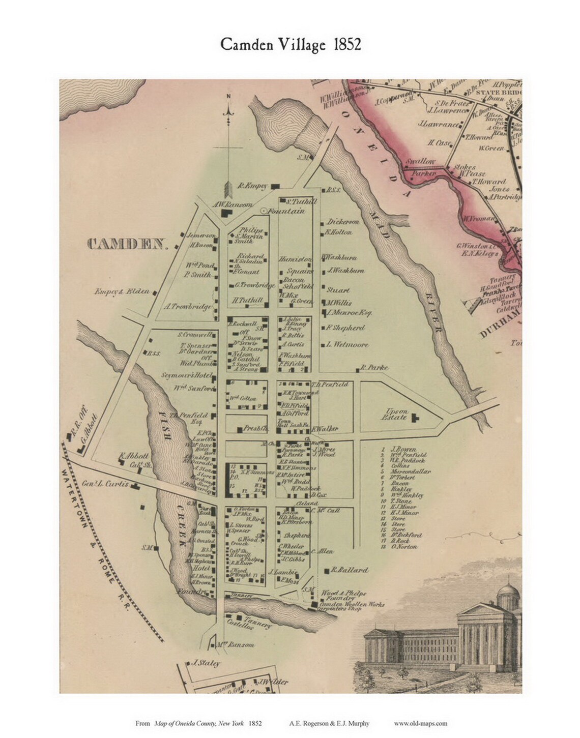 Camden Village 1852 Old Town Map with Homeowner Names New York Etsy