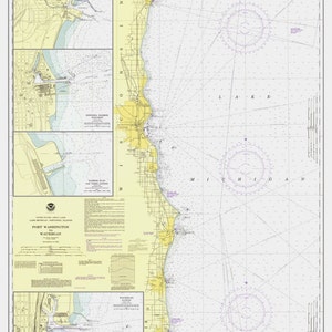 Port Washington, WI to Waukegan, IL - Lake Michigan - 1975 - Wisconsin & Illinois - Nautical Map Reprint 120,000 scale - Great Lakes #7 - 74