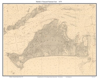 Martha's Vineyard 1879  Nautical Map Custom Print Massachusetts