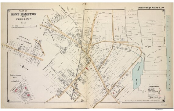 East Hampton Village Map East Hampton Village East Freetown 1916 Long Island New | Etsy Singapore