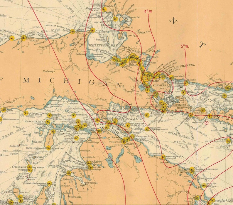 Great Lakes 1909 Nautical Map Reprint Great Lakes All image 5