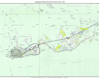 Key West and Boca Chica Key 1943 - USGS Old Map Florida - Custom 7x7 Topographical - Reprint