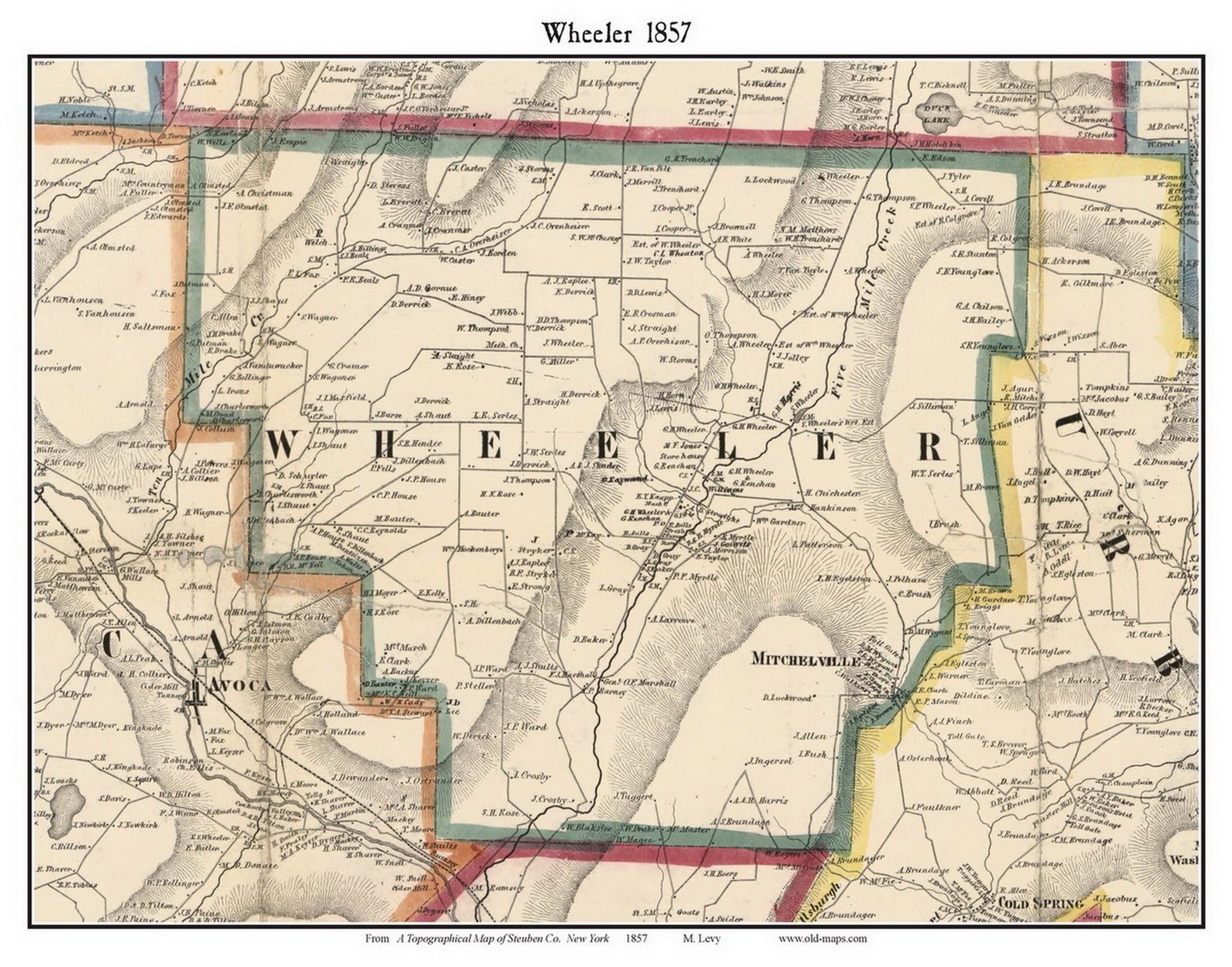Wheeler 1857 Old Town Map with Homeowner Names New York Etsy
