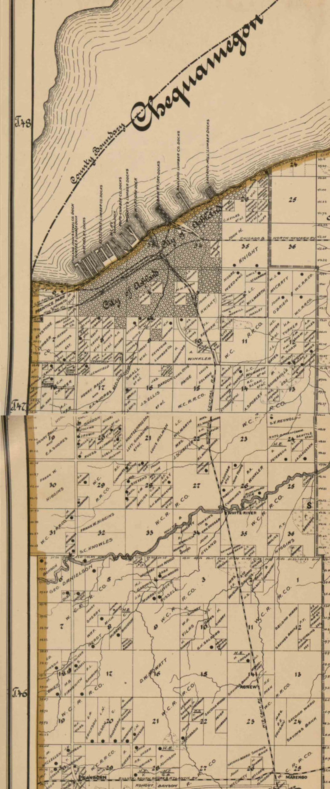 Ashland County Wisconsin 1898 Old Wall Map Reprint with Etsy