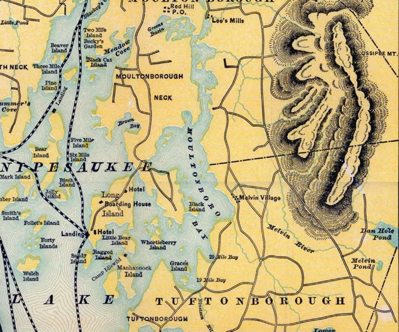 Lake Winnipesaukee 1900 Railroad Map by Boston & Maine RR Reprint image 5