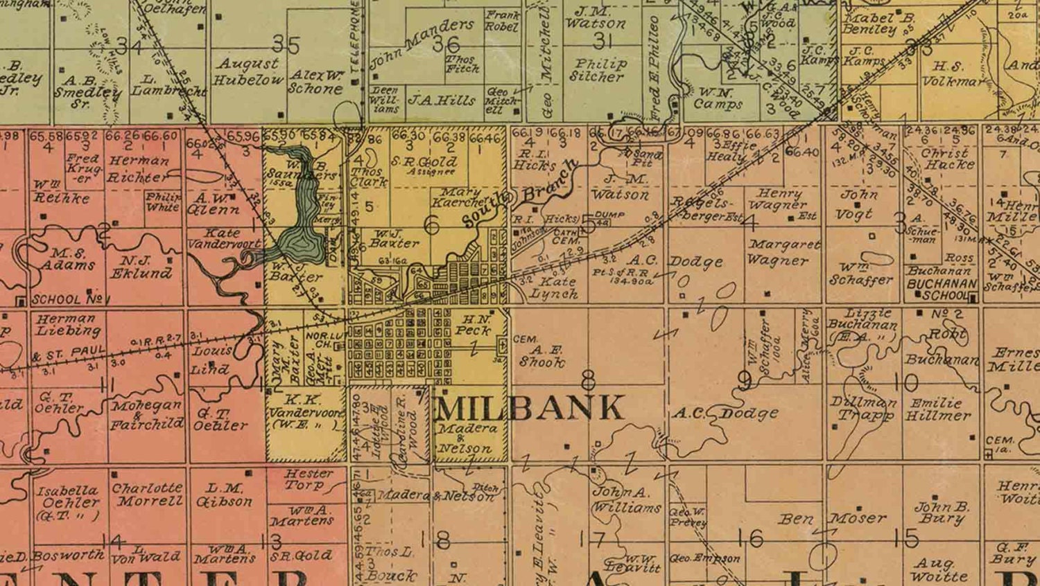 Grant County South Dakota 1899 Old Wall Map With Landowner Etsy