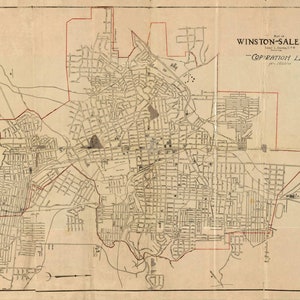 Winston-Salem 1920 Old Map Reprint North Carolina NC Cities