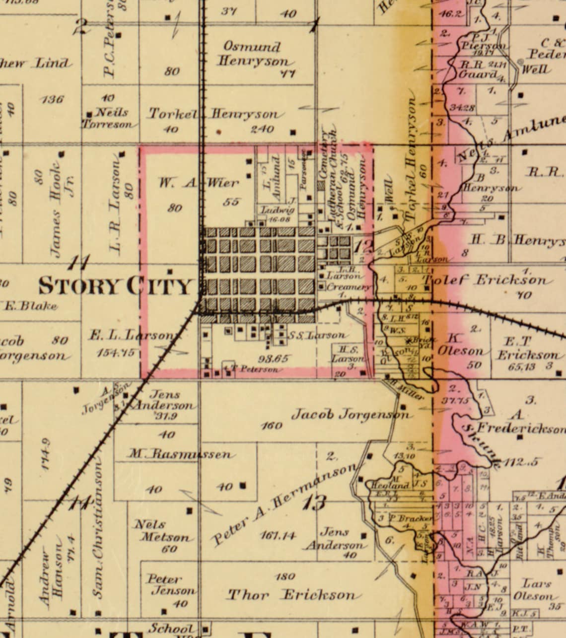 Story County Iowa 1883 Old Wall Map with Landowner Names Farm Etsy