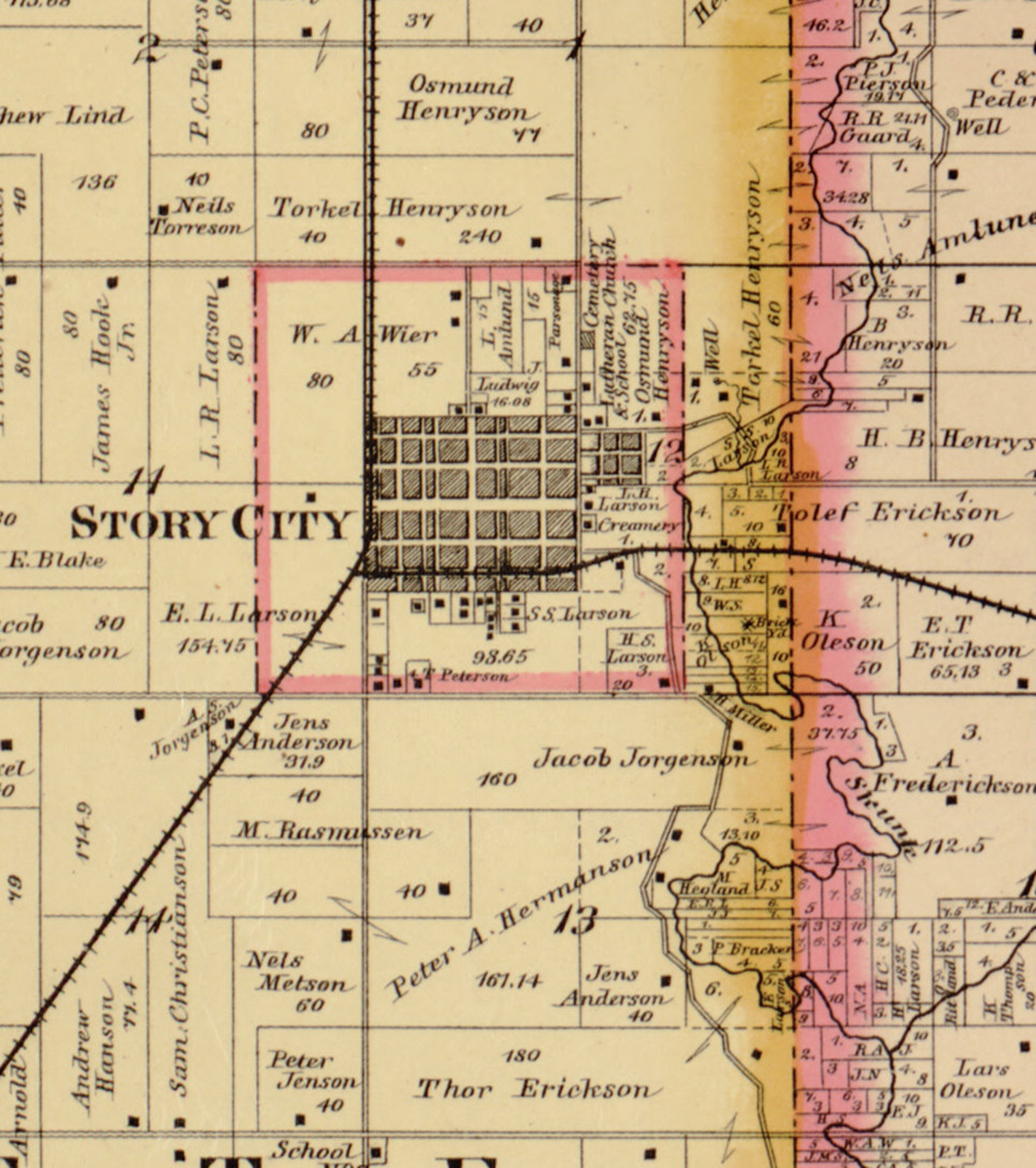 Story County Iowa 1883 Old Wall Map with Landowner Names Farm Etsy