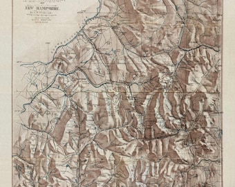 New Hampshire Elevation Map White Mountains 1870 Old Topographic Map Reprint New - Etsy Singapore