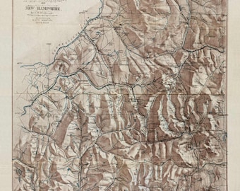 White Mountains - 1870 Old Topographic Map - Reprint -  New Hampshire