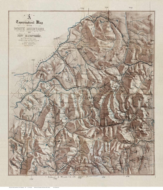White Mountains Topographic Map White Mountains 1870 Old Topographic Map Reprint New | Etsy Singapore