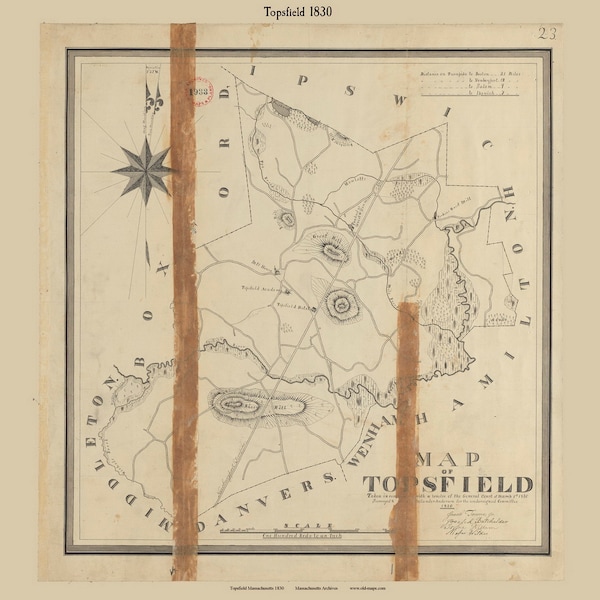 Topsfield Ma Map Etsy