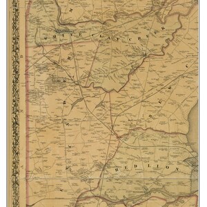May include: An antique map of the Pencader Hundred in Delaware, printed in 1881. The map shows the boundaries of the hundred, as well as the locations of various towns, roads, and waterways. The map is printed in black and white on a cream-colored paper.