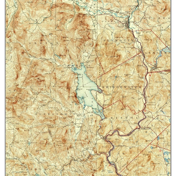 Newfound Lake - 1927 Old Topographic Map by USGS  Custom Composite Reprint New Hampshire