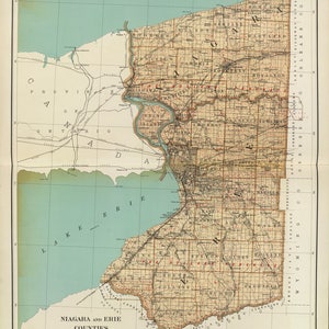 Niagara, Erie Counties 1895 map New York reprint land patents Bien State Atlas