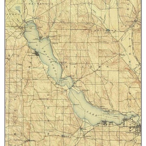 Chautauqua Lake - 1904 USGS Old Topographic Map   Custom Composite reprint -Lake Erie - New York
