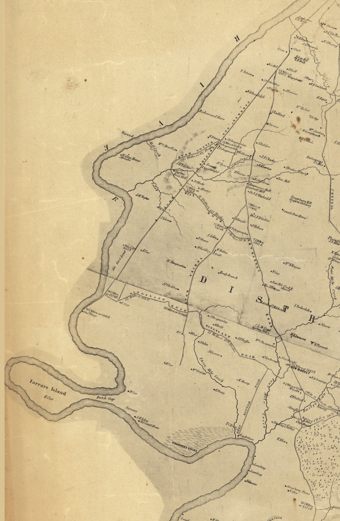 Henrico County Virginia 1853 Old Wall Map With Homeowner Etsy