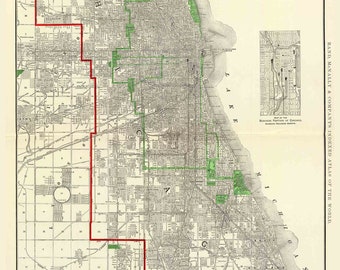 Chicago 1897  Illinois - Rand McNally   - Old Map Reprint