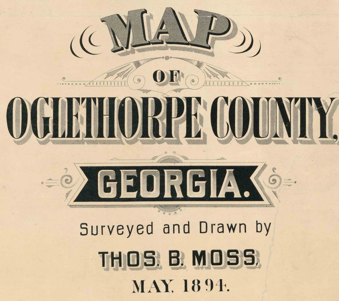 Oglethorpe County Old 1894 Map Wall Map With Etsy