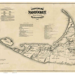 Nantucket 1869 Map Historical Facts Ewer Reprint - Etsy