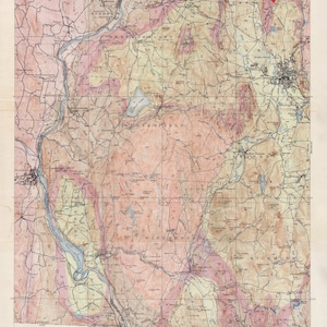 Keene and Brattleboro Geologic Map 1950 Old Map Reprint - Map Only - New Hampshire USGS