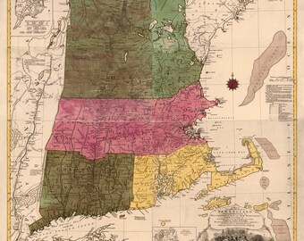 New England - 1776 Old Map Reprint - Lotter Color - NE Maps