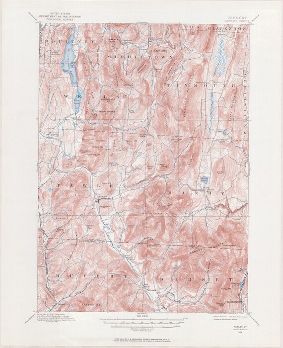 Pawlet Vt 18941964 Original USGS Topographic Map Etsy