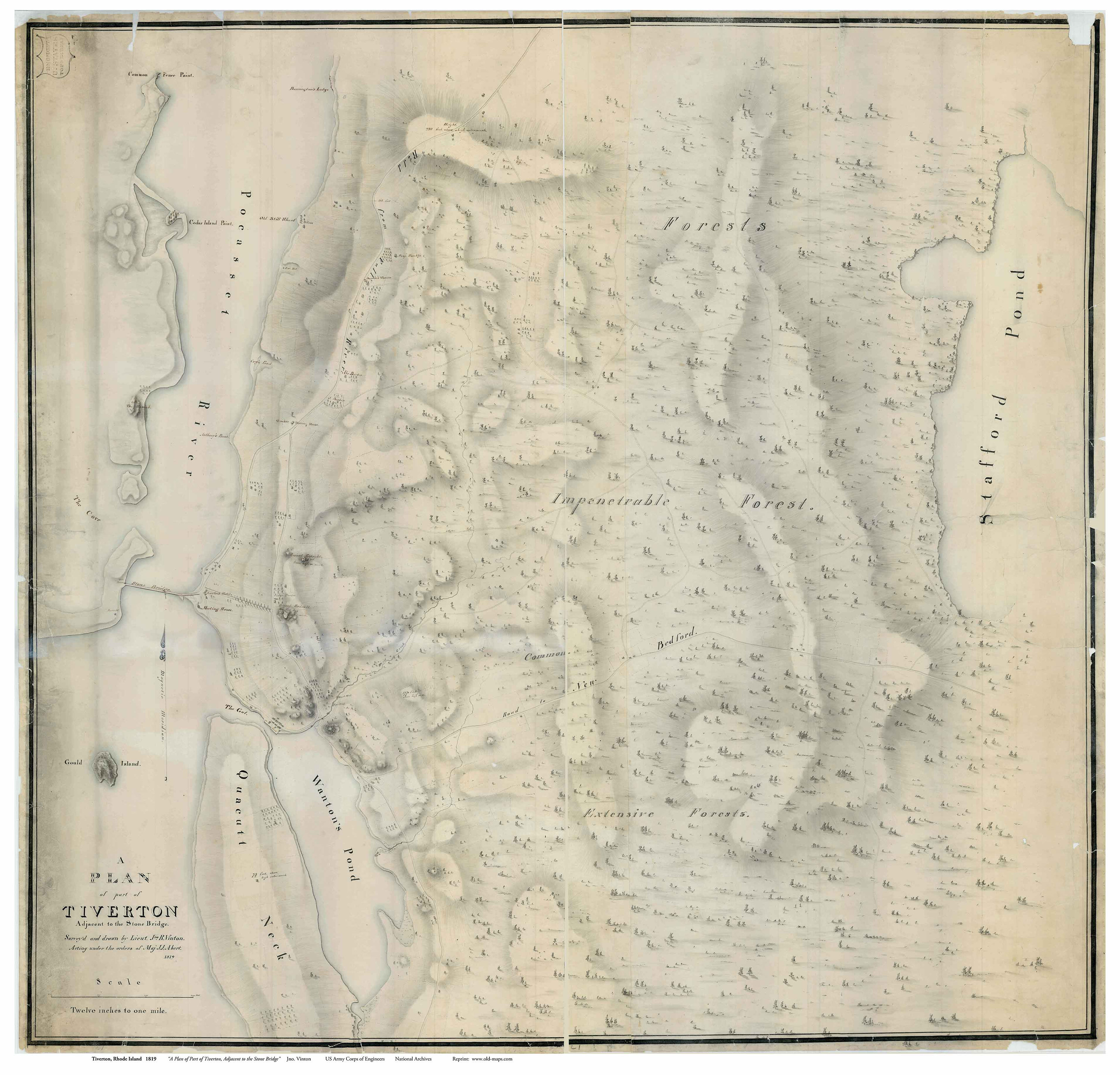 Map Of Tiverton Ri Tiverton Rhode Island 1819 Map House Locations Land Features - Etsy