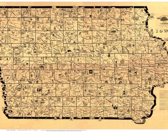 Iowa Railroad Map 1950 Iowa Railroad Map | Etsy