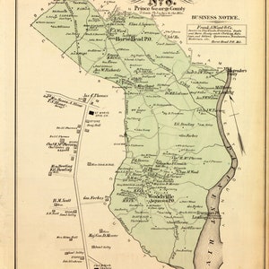Aquasco District 1879 Old Town Map - Homeowner Names Prince George Co MD - Reprint DC Area Including Montgomery Co. Atlas MD Tm