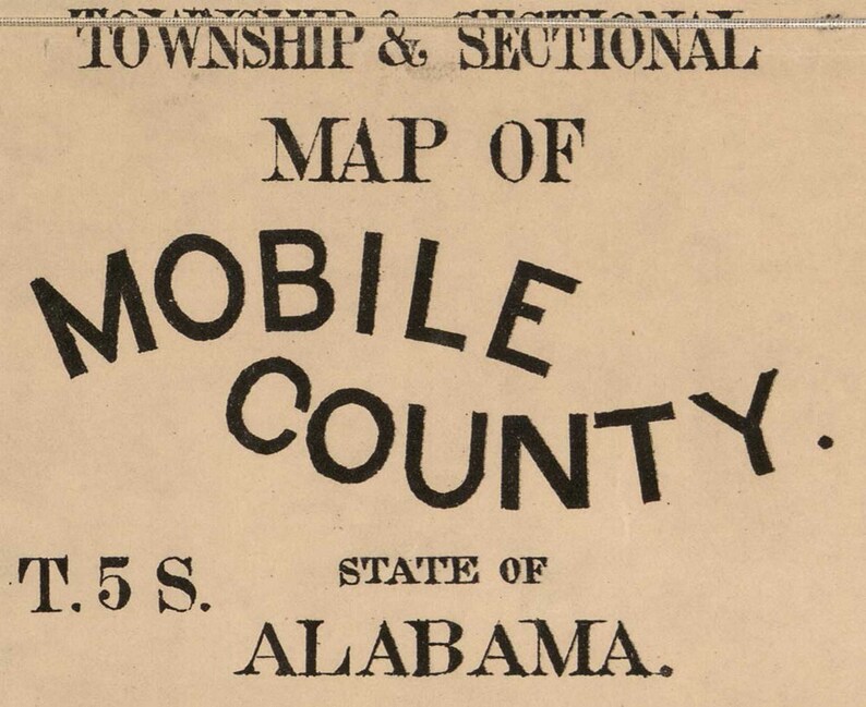 Mobile County Alabama 1895 Old Wall Map With Landowner Names Etsy
