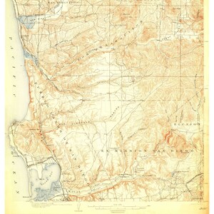 La Jolla 1903 Old Topo Map - Edited reprint of the original quad - 15x15 USGS Topographic California