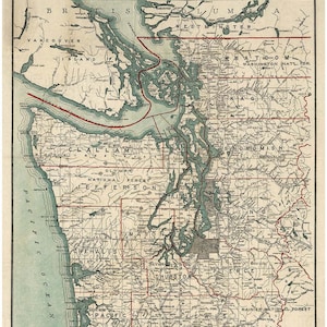 Puget Sound - Washington - Clason 1910 Map  Reprint
