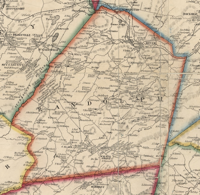 Morris County New Jersey 1853 Wall Map Reprint With Etsy