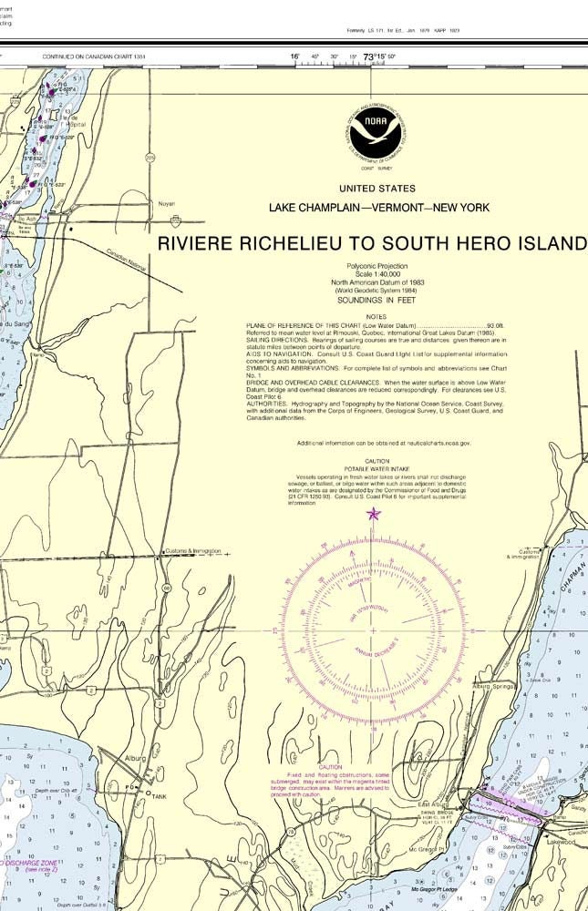 Le Rouses Map Rouses Point to South Hero Island, VT - 2013 Lake Champlain - Nautical ...
