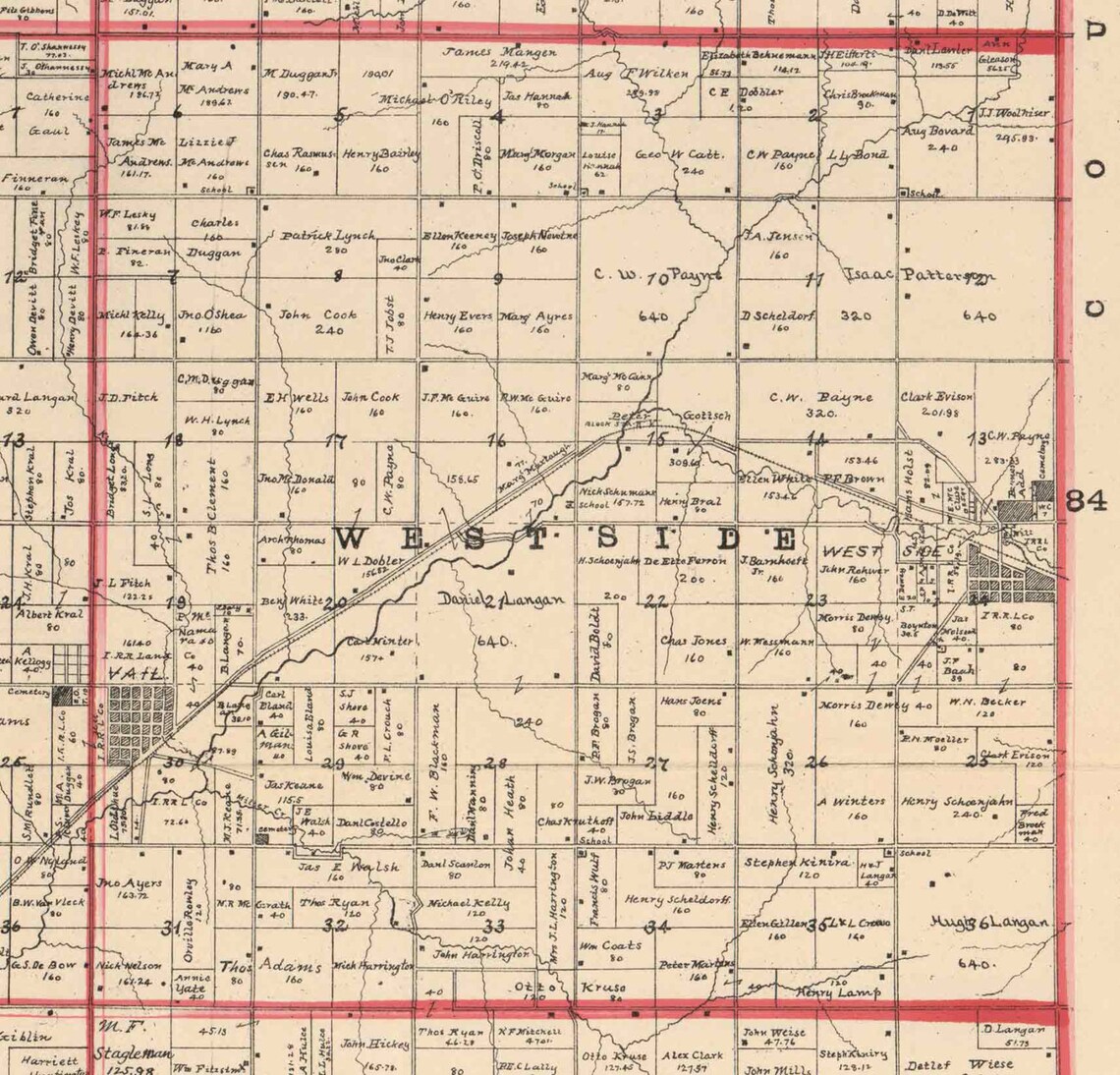 Crawford County Iowa 1898 Old Wall Map With Landowner Names Etsy UK